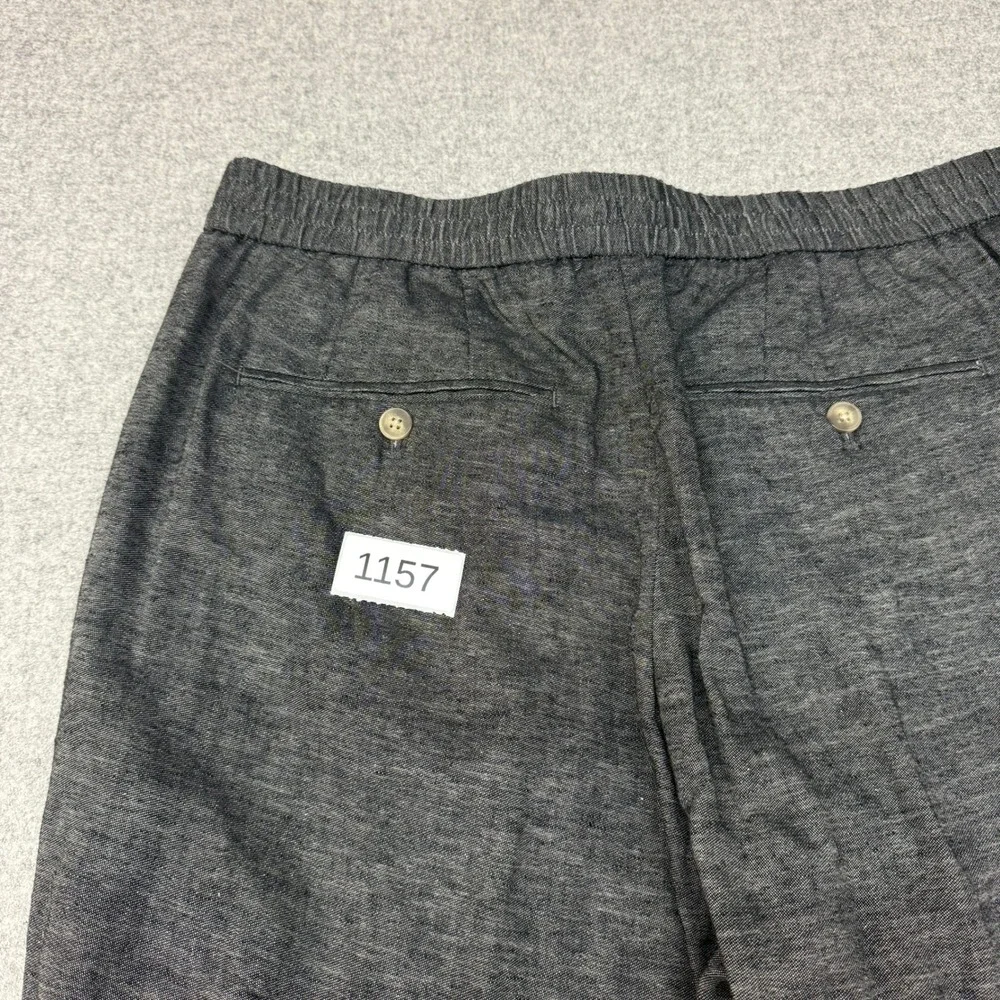 H&M Relaxed Fit Trousers Size L Gray Elastic Waist Casual Straight Leg Pants